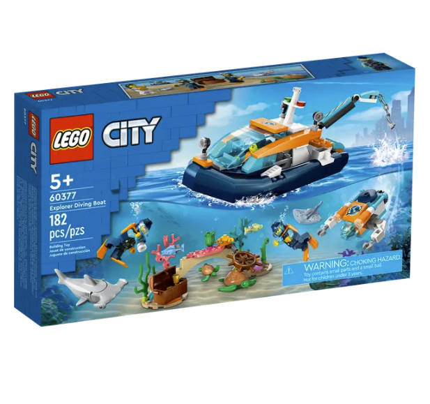 LEGO Explorer Diving Boat 60377 | STEM Education | Spatial Engineering & Mechanics | Dexterity Therapy | Oceanography | Special Parts Kit | K12 Education