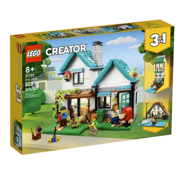 LEGO Creator Cozy House 3-in-1 Set 31139 | STEM Education | Spatial Engineering | Dexterity Therapy | Special Parts Kit | 808 Pieces | K12 Education