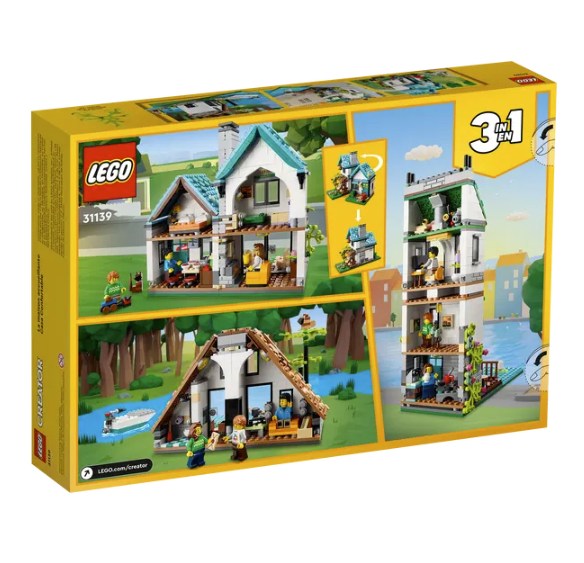 LEGO Creator Cozy House 3-in-1 Set 31139 | STEM Education | Spatial Engineering | Dexterity Therapy | Special Parts Kit | 808 Pieces | K12 Education