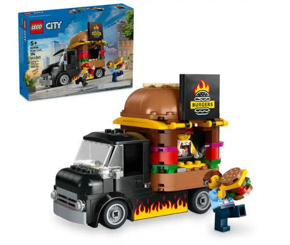LEGO Burger Truck 60404 | Ages 5+ | STEM Education | Spatial Engineering & Mechanics | Dexterity Therapy | Special Parts Kit | 194 Pieces | K12 Education