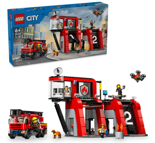 LEGO Fire Station with Fire Truck 60414 | Social Studies | 843 Pieces | Ages 6+ | K12 Education