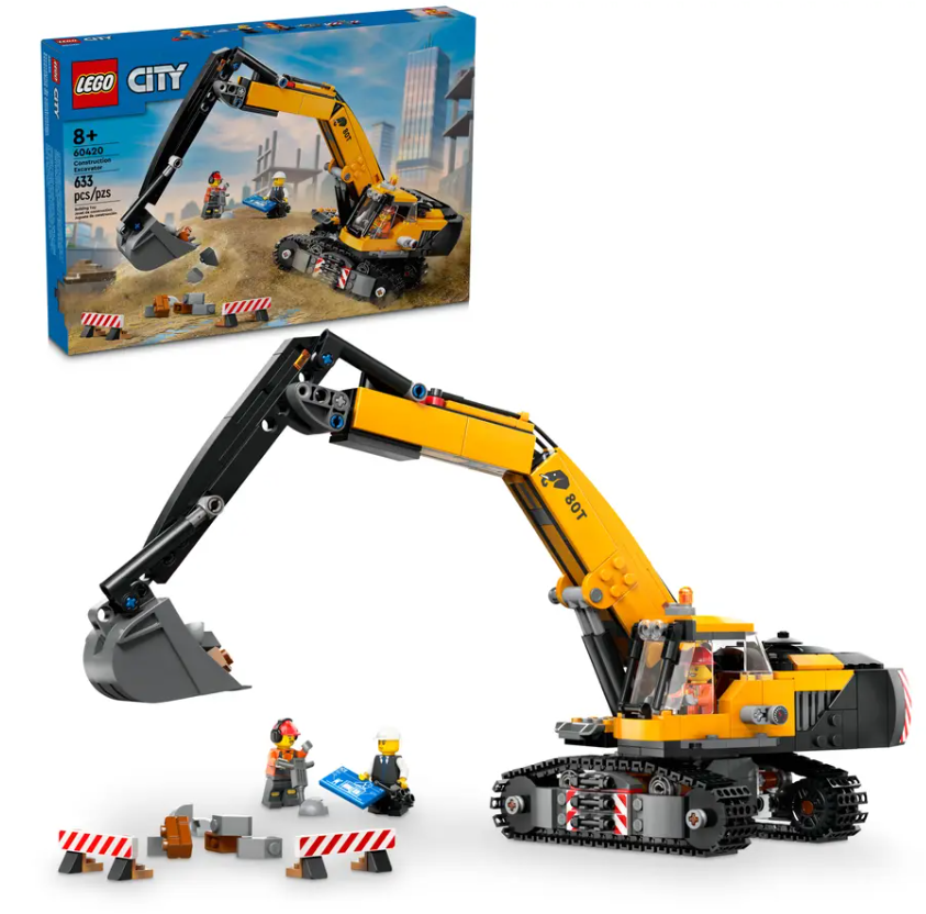 LEGO Yellow Construction Excavator 60420 | STEM Education | Spatial Engineering & Mechanics | Dexterity Therapy | Special Parts Kit | K12 Education
