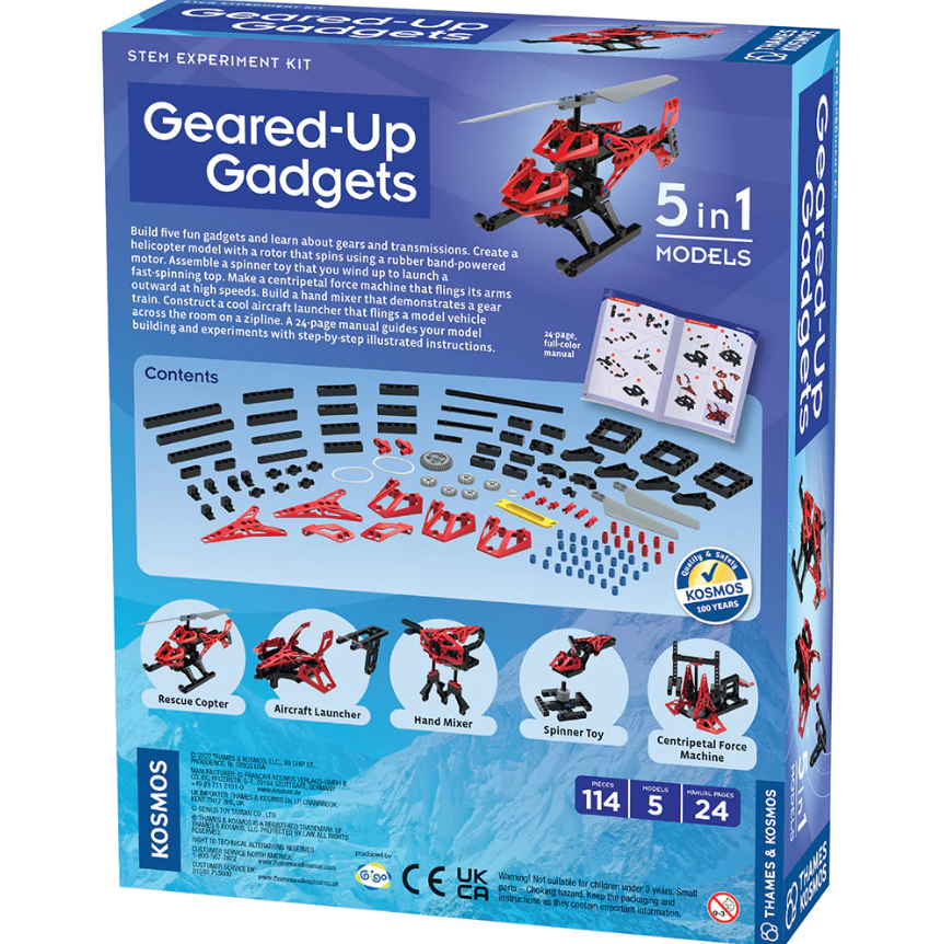 Geared-Up Gadgets | Gears, Transmissions, & Centripetal Force | Ages 8+ | 114 Pieces | STEM Kit