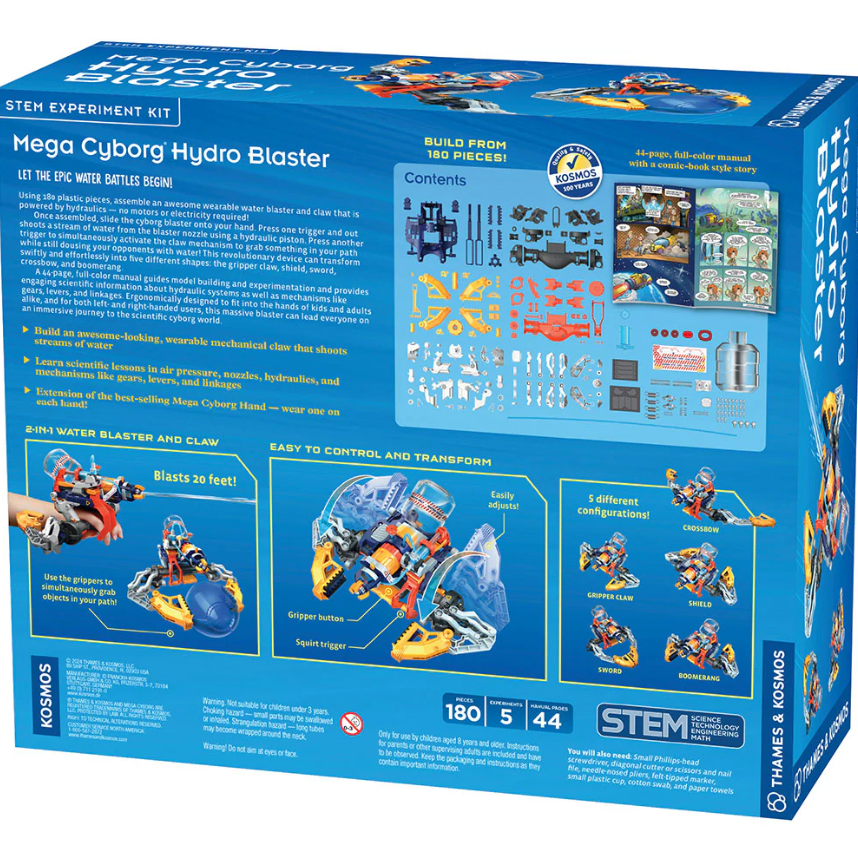 Mega Cyborg Hydro Blaster | Hydraulics + Robotics | Ages 8+ | 180 Pieces | STEM Experiment Kit