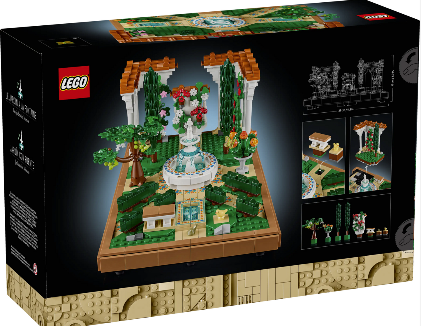 LEGO Fountain Flower Garden 10359 | Botanical | 1302 Pieces | Ages 18+ | K12 Education