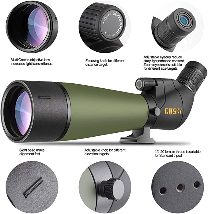 Gosky 20-60x80 Monocular Telescope with Tripod | For wildlife and astronomical observation