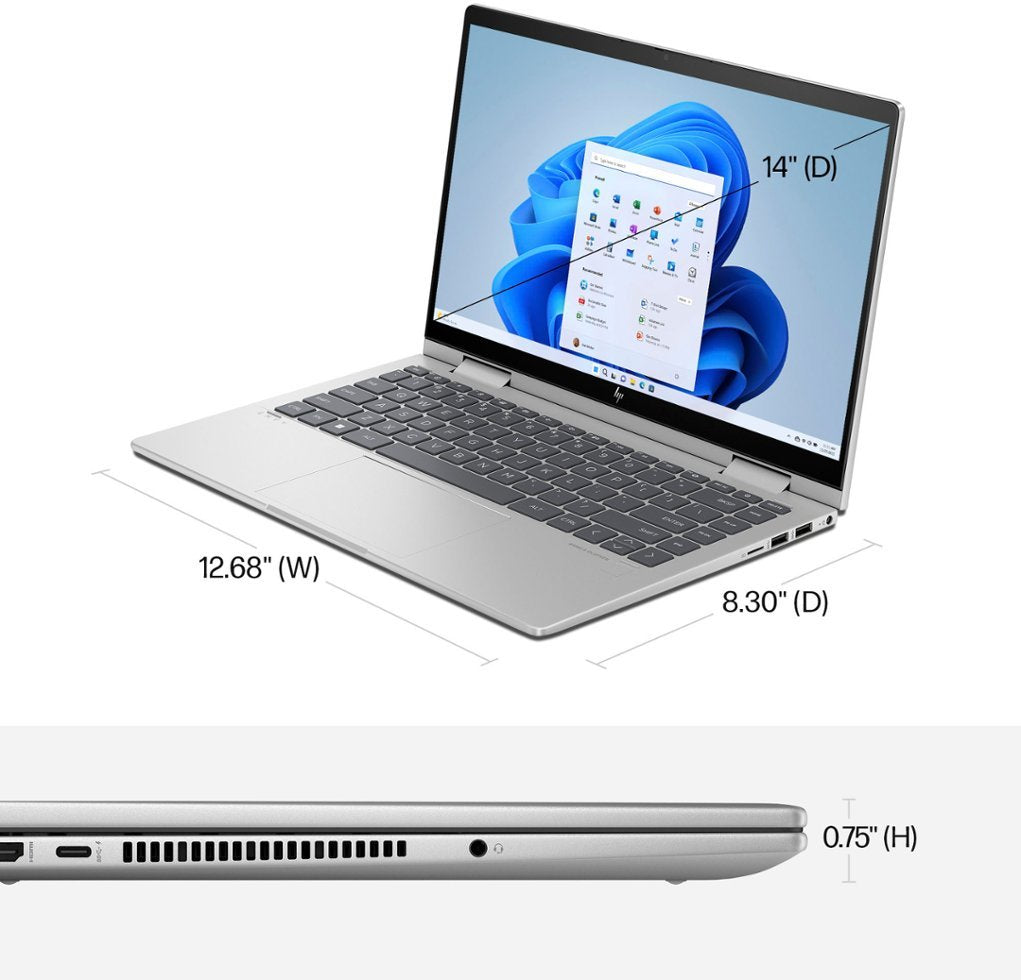 HP ENVY 14 Class, 2-in-1 Convertible Laptop (Mid Performance) | Intel Core i5 13th Gen | 8GB RAM | 512GB SSD | 14" Full HD Touch-Screen Laptop | Silver