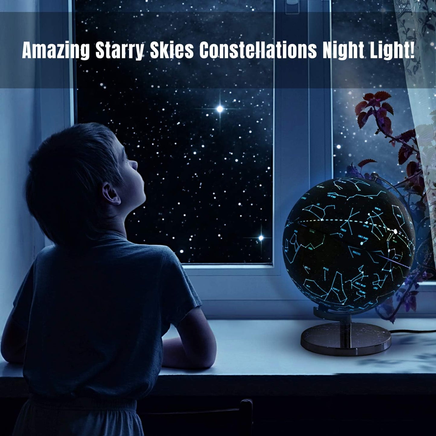 Illuminated Educational Kids Constellation World Globe | 9 inch | LED Lighted