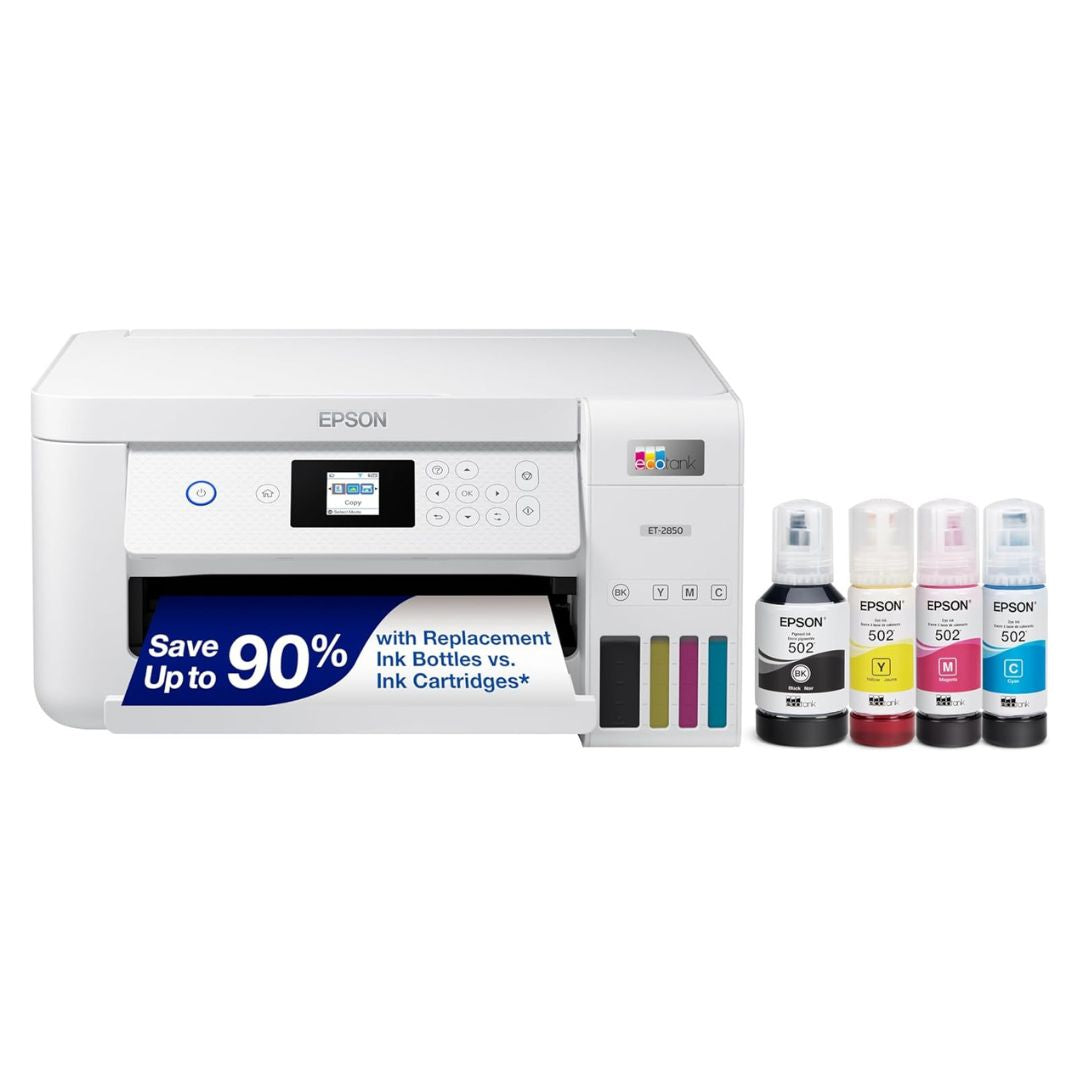 Epson EcoTank ET-2850 | Wireless Color All-in-One Cartridge-Free Supertank Printe | with Scan, Copy and Auto 2-Sided Printing (ET-2850)