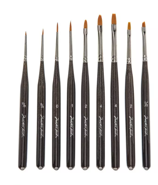 Gold Taklon Paint Brushes | 9 Piece Set