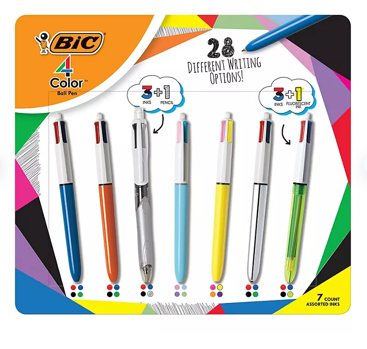 BIC 4-Color Retractable Ballpoint Pen | Med Pt. 1.0mm | 7 Pack