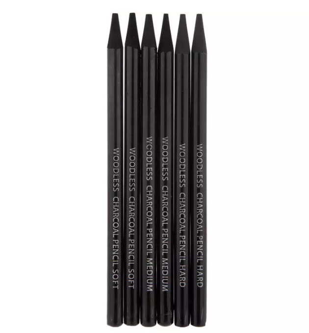 Woodless Charcoal Pencils - 6 Piece Set