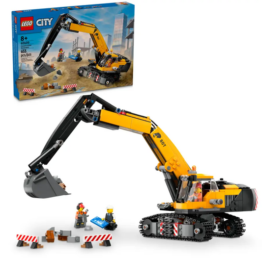 LEGO Yellow Construction Excavator 60420 | STEM Education | Spatial Engineering & Mechanics | Dexterity Therapy | Special Parts Kit | K12 Education