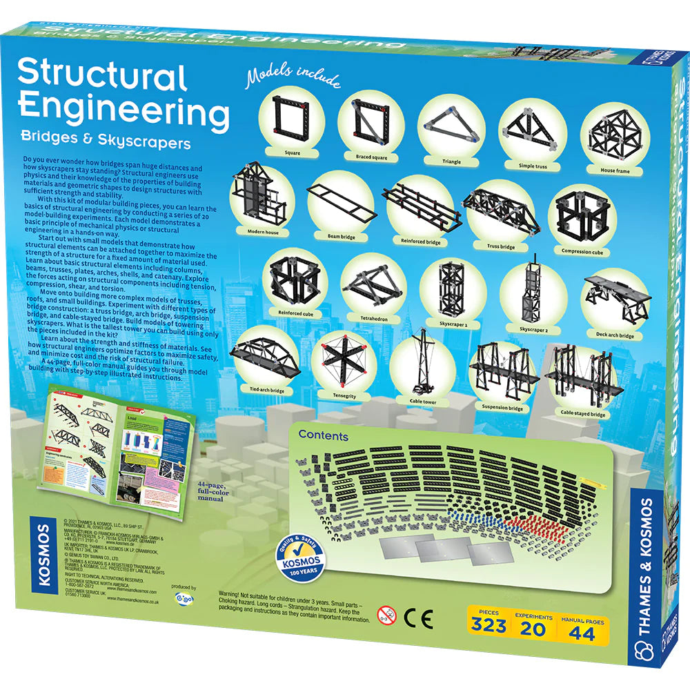 Structural Engineering: Bridges & Skyscrapers | Ages 8+ | 323 Pieces | STEM Kit