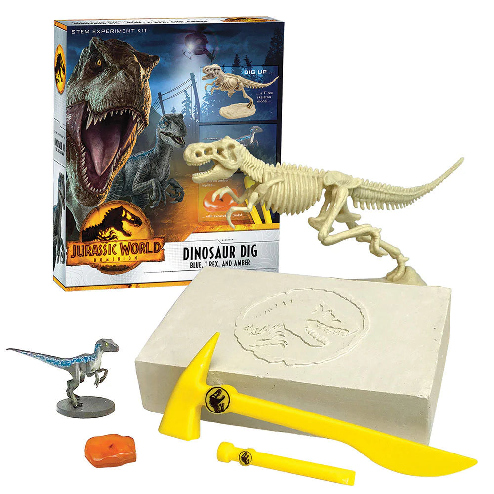 Jurassic World: Dominion Dinosaur Dig - Blue, T. Rex, and Amber | Ages 6+ | STEM Kit