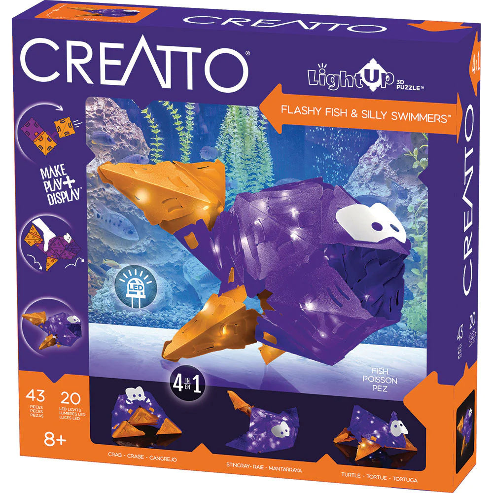 Creatto: Flashy Fish & Silly Swimmers | Ages 8+ | 43 Pieces | STEM Kit