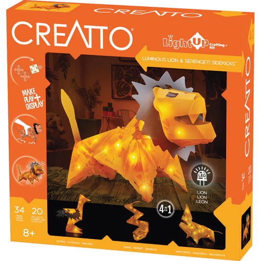 Creatto: Luminous Lion & Serengeti Sidekicks | Ages 8+ | 34 Pieces | STEM Kit